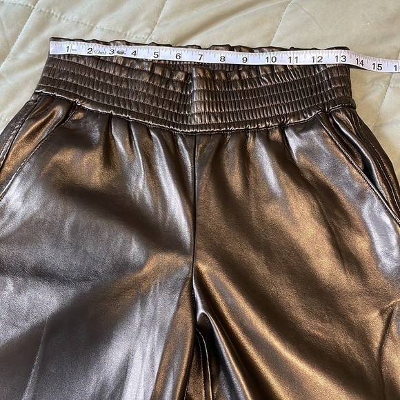 Edgy Joie Vegan Leather Pants Black SM PU Straight Paper Bag Contemporary Chic - Picture 15 of 16